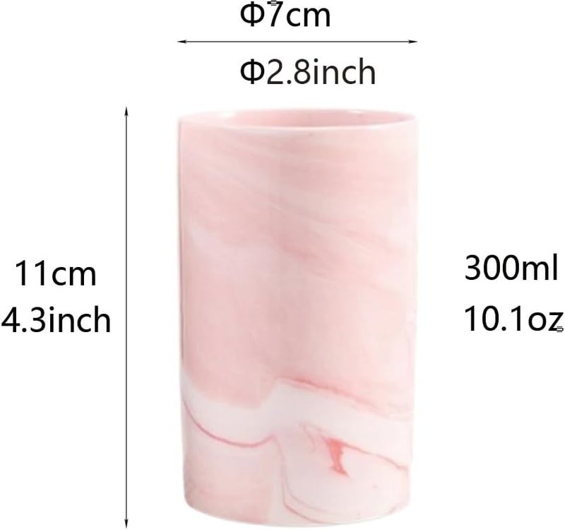 RabyLeo Marble ceramic mug, creative toothbrush holder, simple drinking cup. (Pink) - Image 1